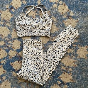 Varley Leopard Print Bra & Leggings Set XS